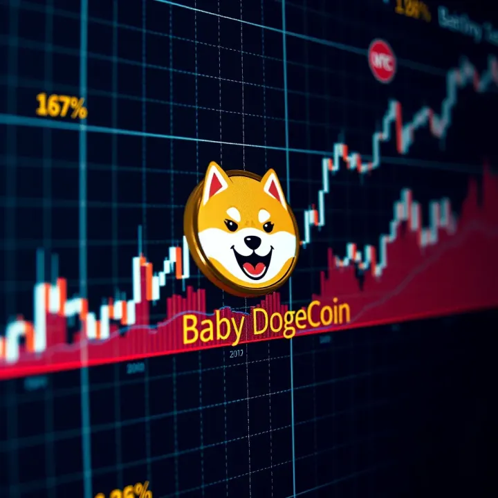 Graph showing upward and downward trends of Baby Doge Coin against time in a digital market chart