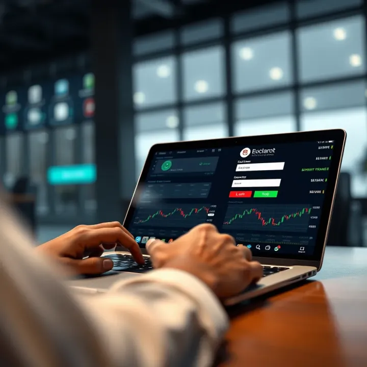 Secure login interface of a binary options trading platform on a digital device