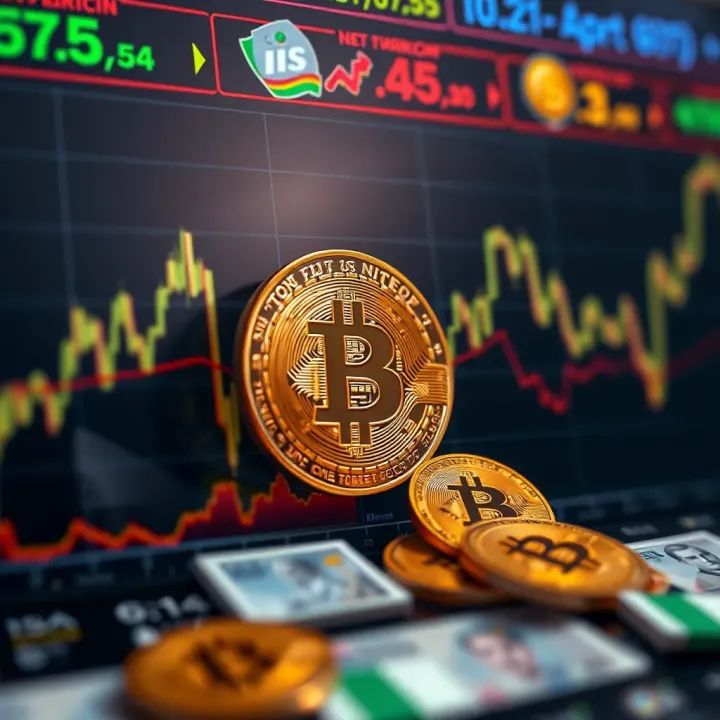 Graph showing Bitcoin price fluctuations with Nigerian currency symbols and market indicators