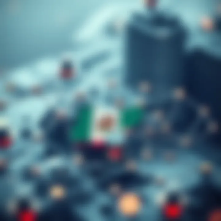 Digital illustration of a blockchain network representing Avalanche with Nigerian flag elements