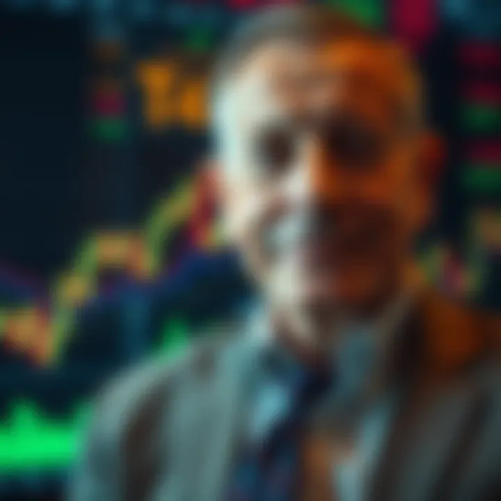 Portrait of Bill Lipschutz with currency charts in the background