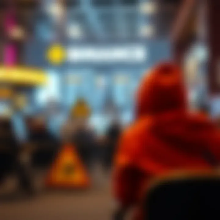 Visual warning symbols and guidelines about avoiding scams in online cryptocurrency communities