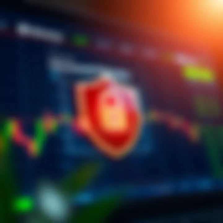 Illustration of password recovery interface on a digital trading platform with security shield