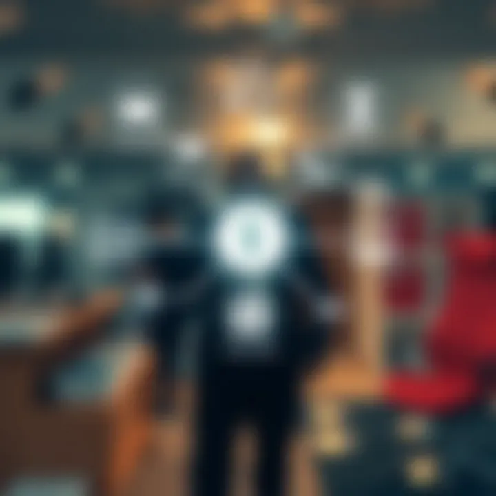 Illustration of different brokerage types represented by interconnected icons with financial symbols