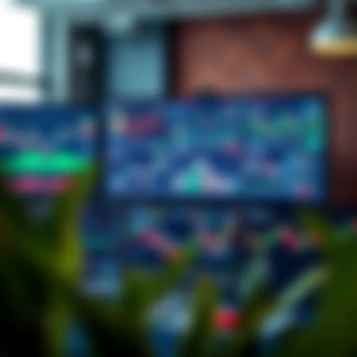 Illustration showing diverse trading charts and analytics on multiple screens representing global trading platforms