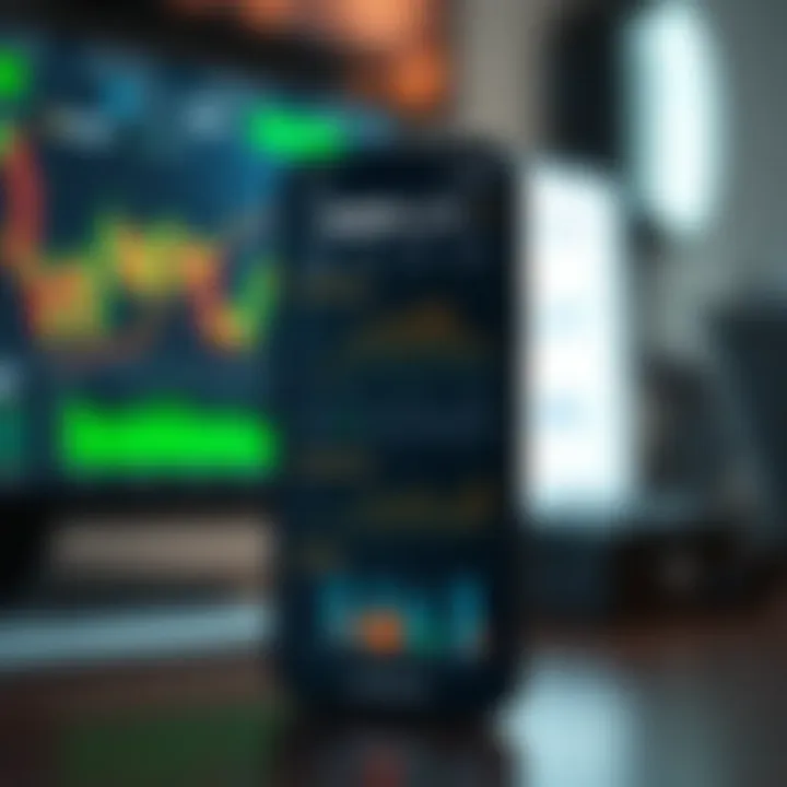 Mobile screen displaying Deriv.com app interface with various trading options and charts