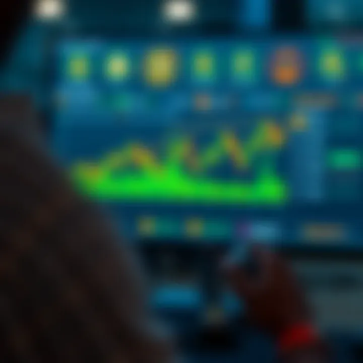 Secure online platform interface displaying cryptocurrency charts and regulatory compliance icons