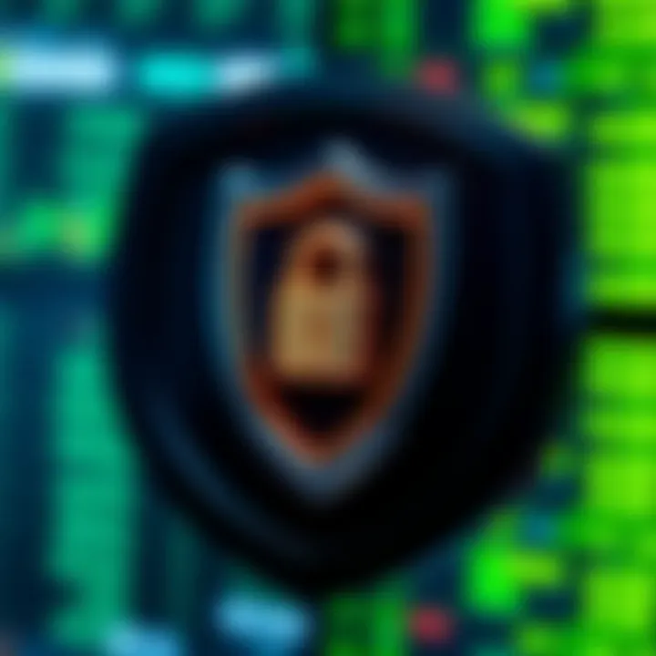 Conceptual illustration of cybersecurity shield protecting online trading accounts