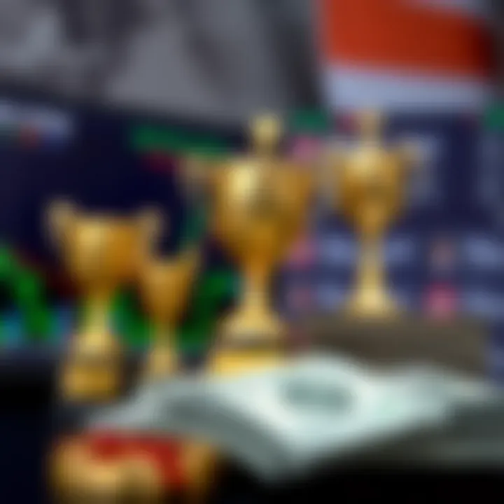 Prize trophies and monetary rewards symbolizing success in the Eightcap trading contest for Nigerian participants