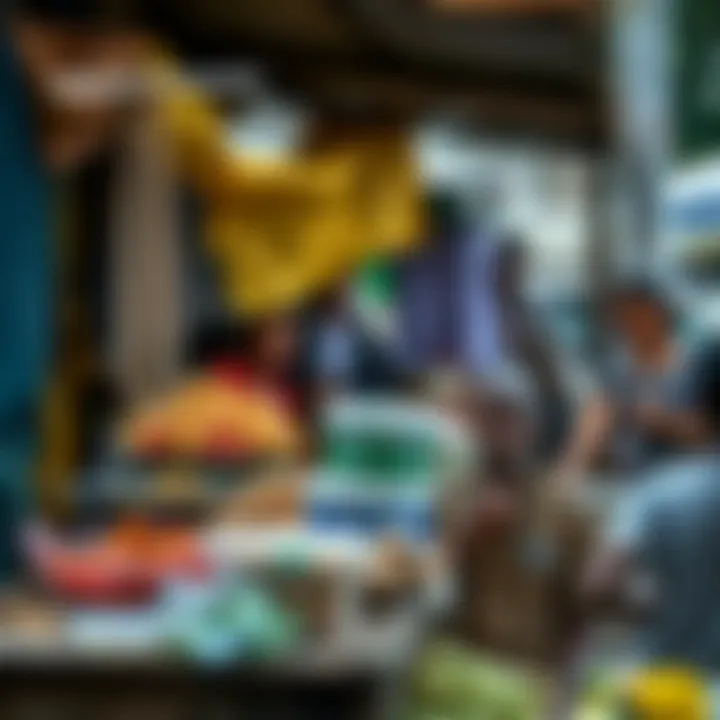 Street vendor selling local foods in a Nigerian market