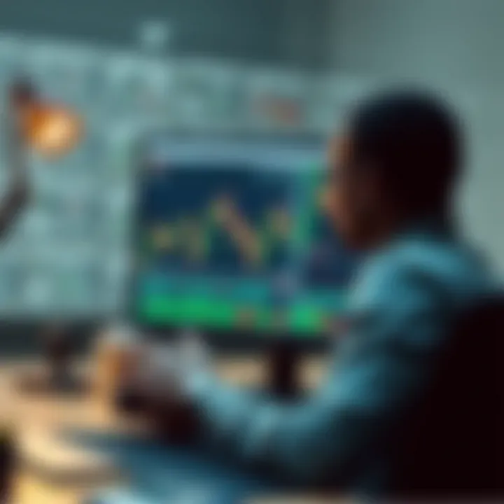 Illustration of secure online forex trading platform interface with charts and risk management tools