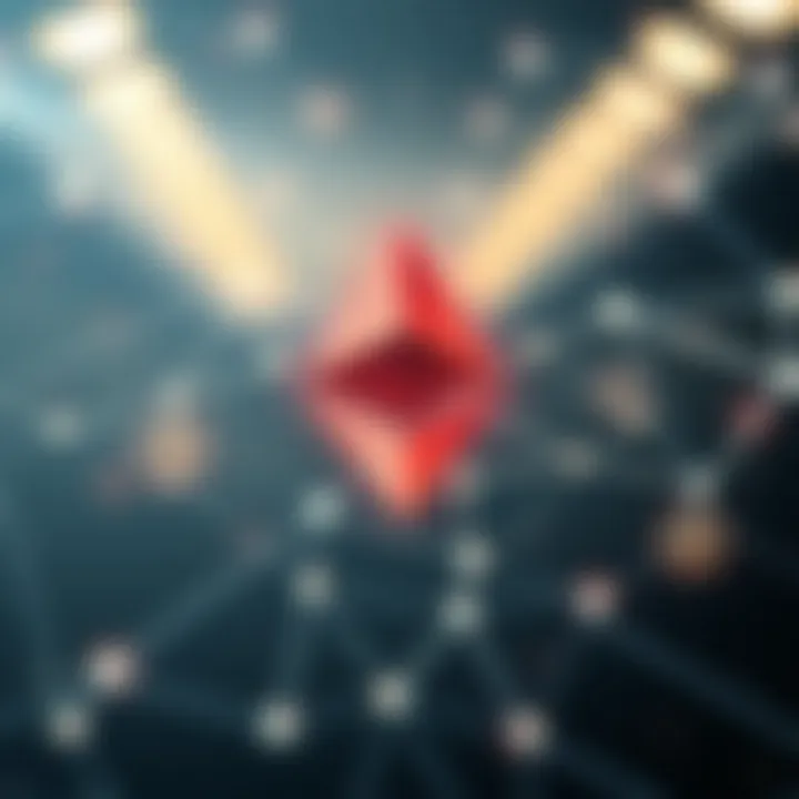 Ethereum logo with interconnected digital nodes representing community networking
