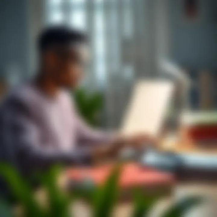 Exploring Online Work Options for Nigerian Students Student using a laptop at a desk with books and a notebook, focused on online work opportunities