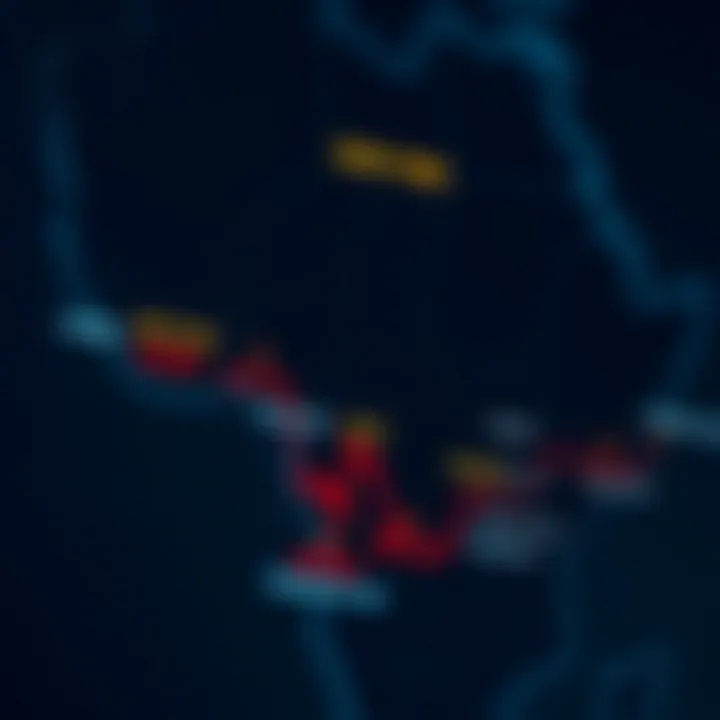 Map showing time zone differences between New York and Nigeria with highlighted trading session hours