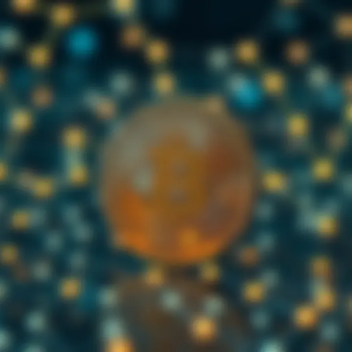 Visual representation of blockchain network connections and cryptocurrency exchange