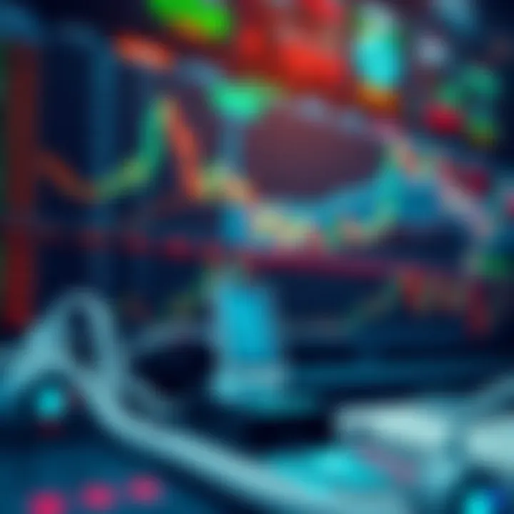 Conceptual visualization of automated trading with financial charts and futuristic technology elements