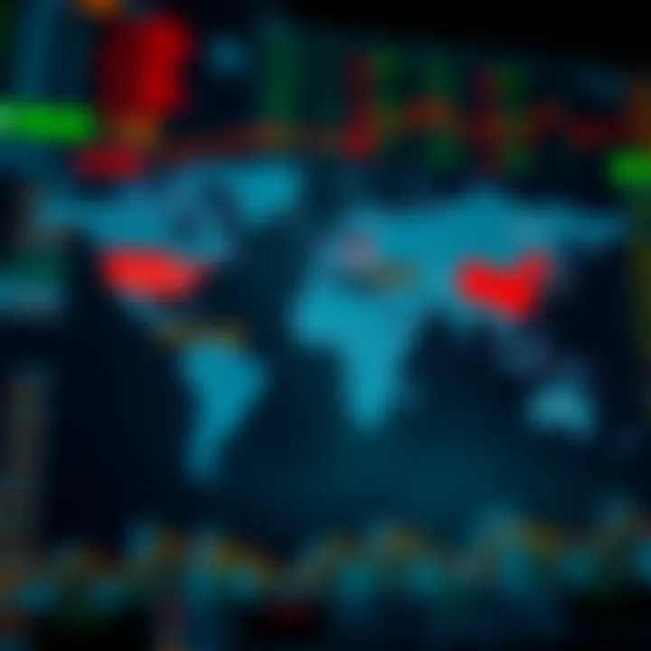World map highlighting major forex trading centers with their respective time zones