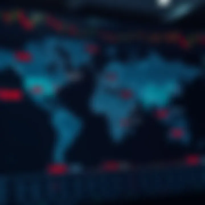 Overview of Major Global Forex Trading Sessions Global forex trading sessions displayed on a world map highlighting major financial centers and their active hours