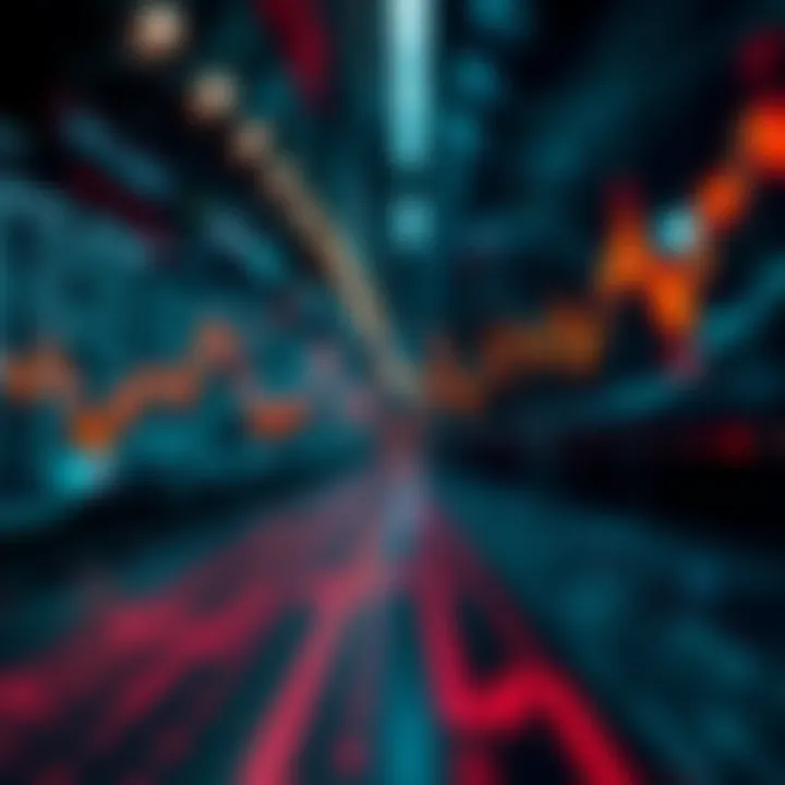 Visual representation of synthetic indices with fluctuating digital lines and charts symbolizing market volatility