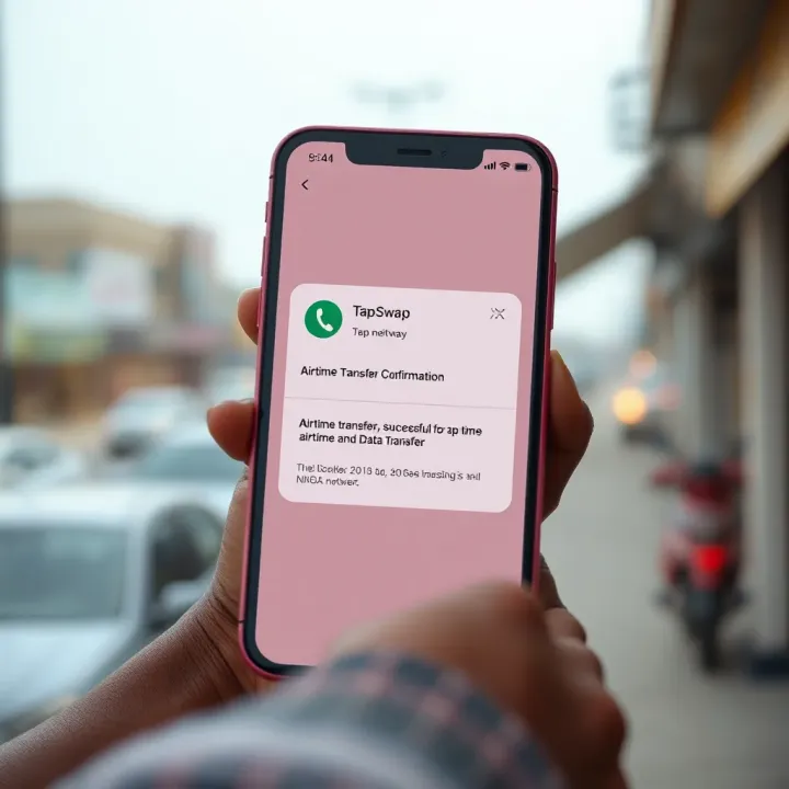 Mobile phone screen displaying a successful airtime transfer confirmation on a Nigerian network