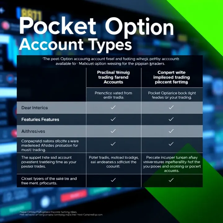 Comparison of Pocket Option Account Types and Features Graphical representation of account types available on Pocket Option with features comparison