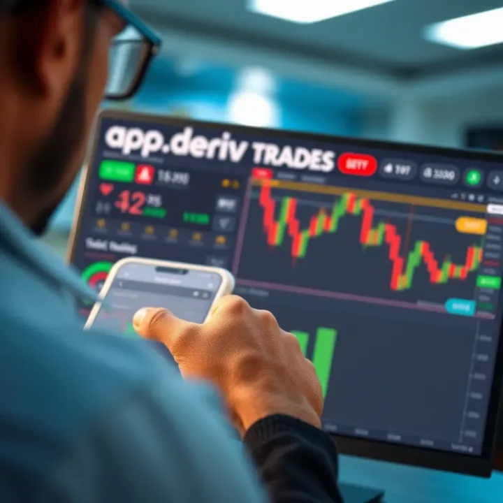 User interface of app.deriv showing various trading options and market charts