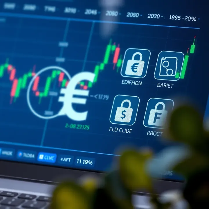Visualization of currency symbols and secure payment icons representing funding methods on a trading platform