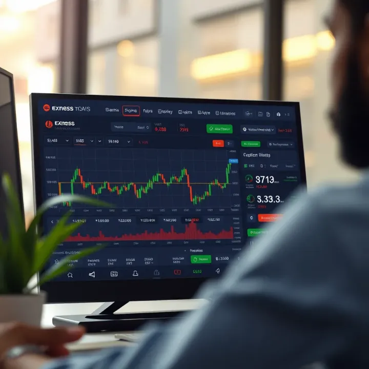 User interface of Exness personal area dashboard showcasing account details and trading options
