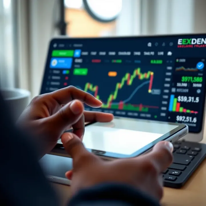 User navigating the Exness trading platform dashboard on a mobile device with clear account information