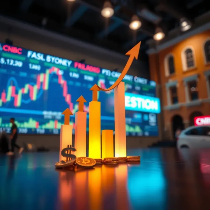 A conceptual illustration of capital growth and strategy with arrows pointing upward and financial icons
