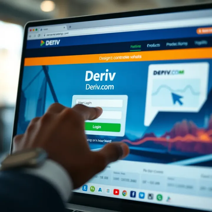 User entering login credentials on Deriv.com website interface