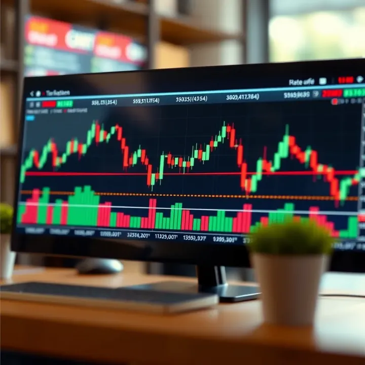 Illustration showing forex chart with highlighted pip movements and currency pair values