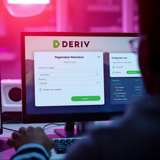 User interface showing Deriv registration form with fields for personal information