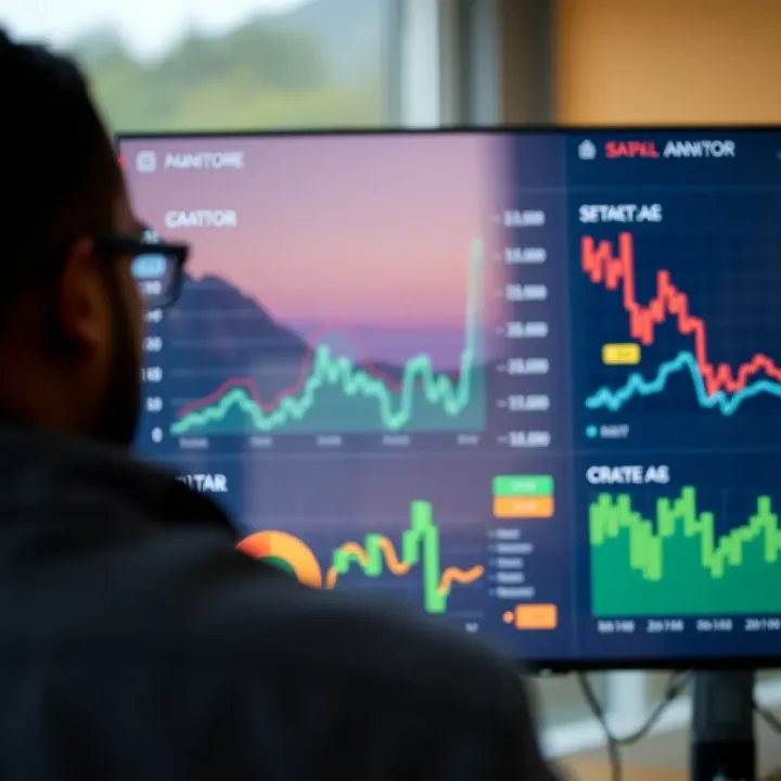 Dashboard interface showing real-time data analytics and monitoring graphs