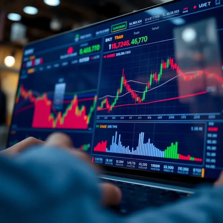 Secure online trading platform interface with charts and financial data