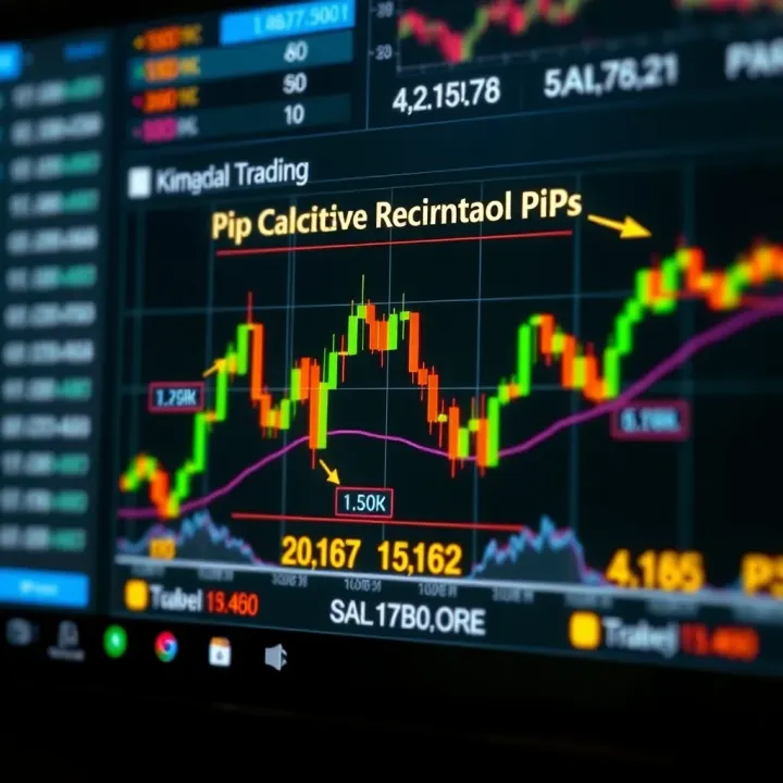 Diagram illustrating pip calculation methods for forex and commodity markets
