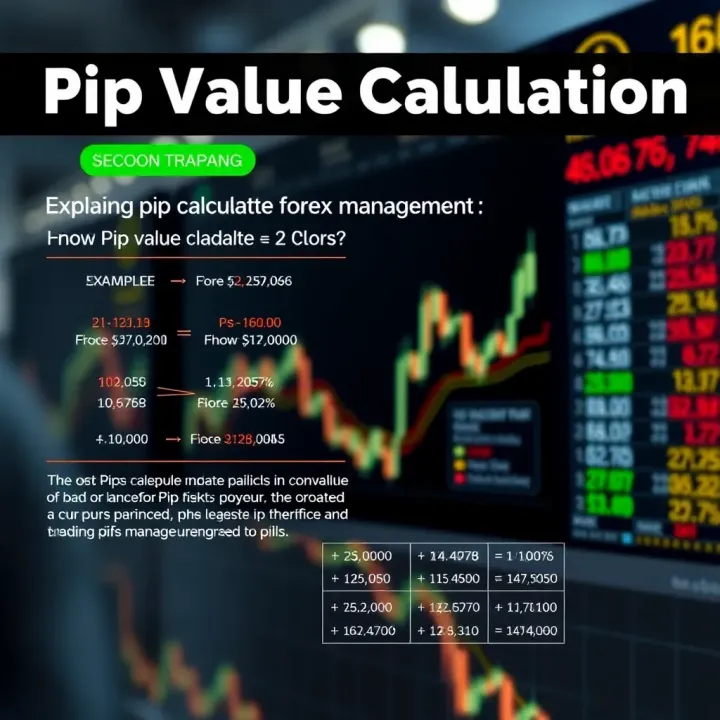 Diagram explaining pip value calculation with examples of currency pairs and their impact on trading risk management