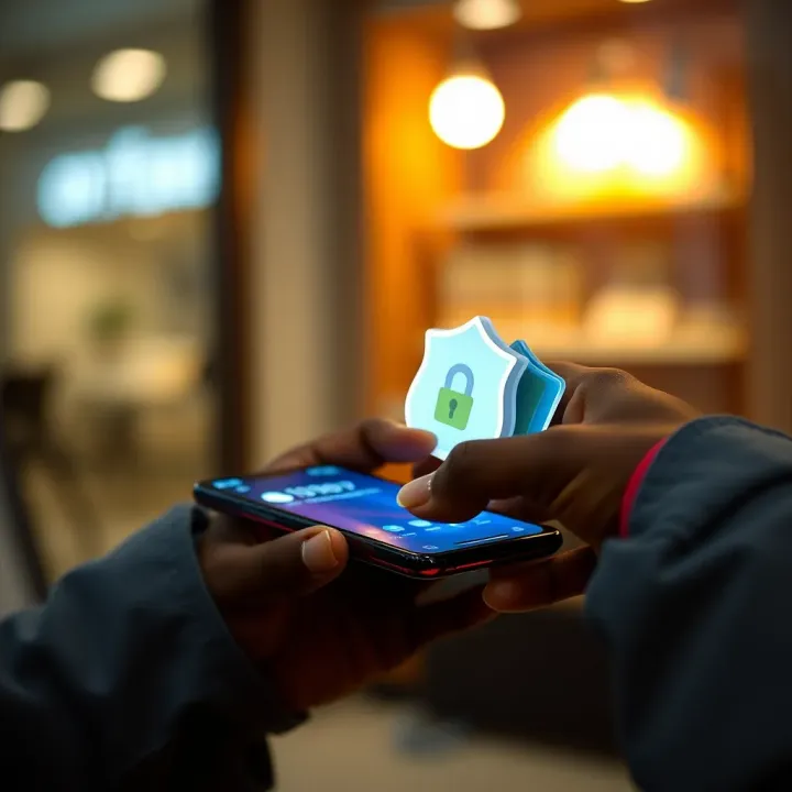 Illustration of digital wallet and secure money management on mobile device