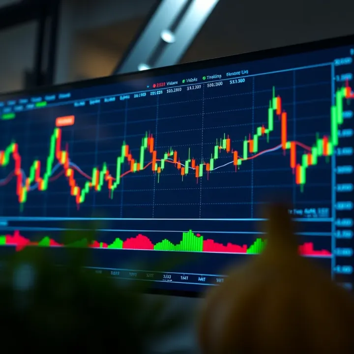 Interactive TradingView candlestick chart displaying market trends and volume in a user-friendly interface