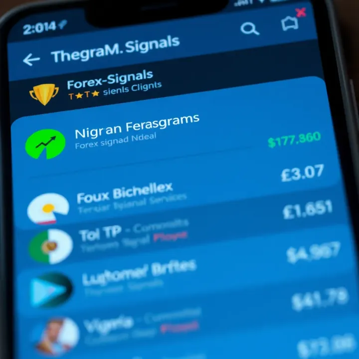 Telegram app interface showing multiple forex trading signal channels with Nigerian currency symbols