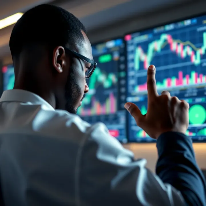 Conceptual illustration of strategic forex trading analysis with charts and data