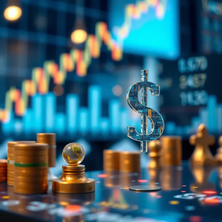 Abstract representation of financial data charts and philanthropic symbols symbolizing investment and charity