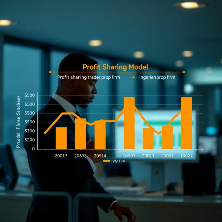Graph showing profit-sharing distribution between trader and TentRade prop firm