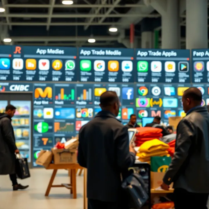 Digital marketplace displaying various mobile applications available for trade