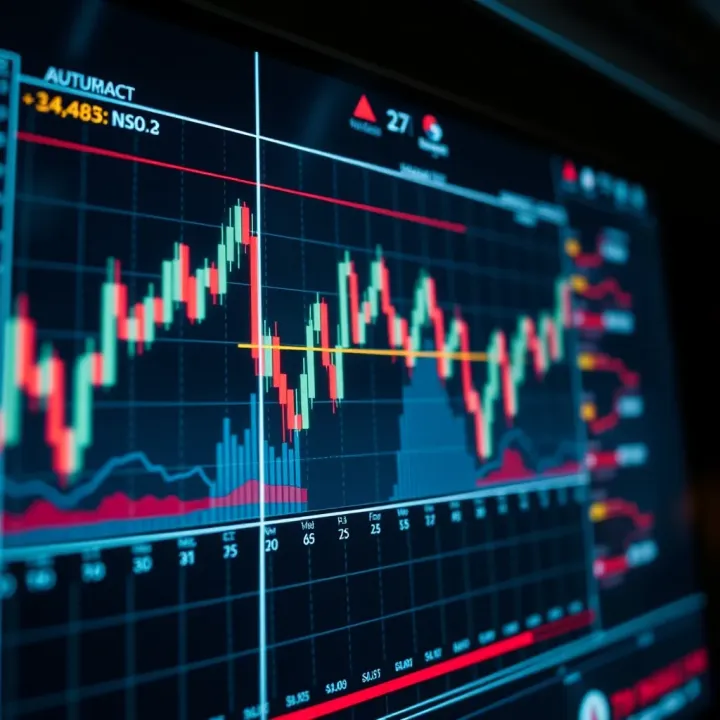 Graph showing digital trading interface with algorithmic charts and data points