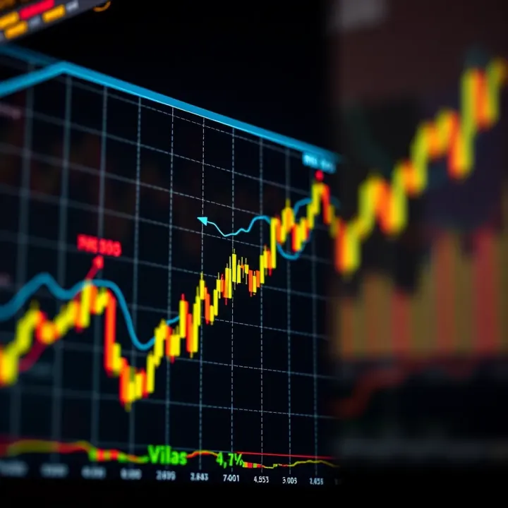 Graph showing upward and downward binary options trading trends