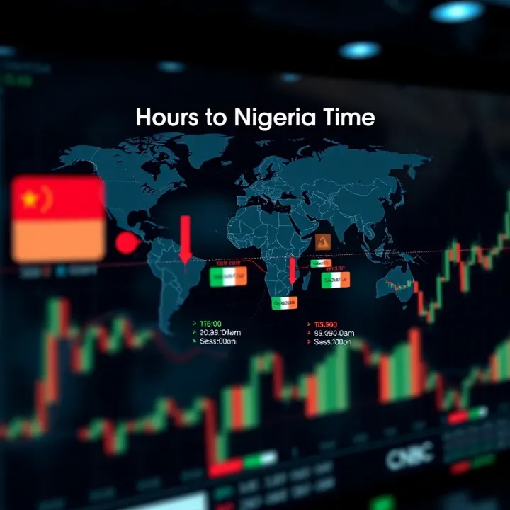 Diagram showing global forex market sessions aligned with Nigerian local time zones