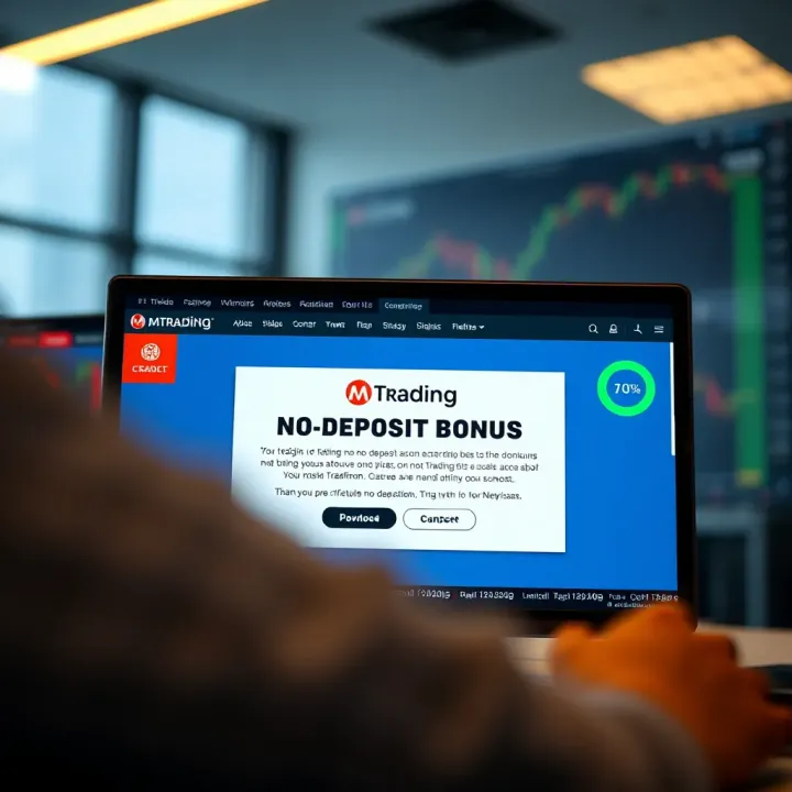 Illustration showing a digital trading platform with bonus notification on screen