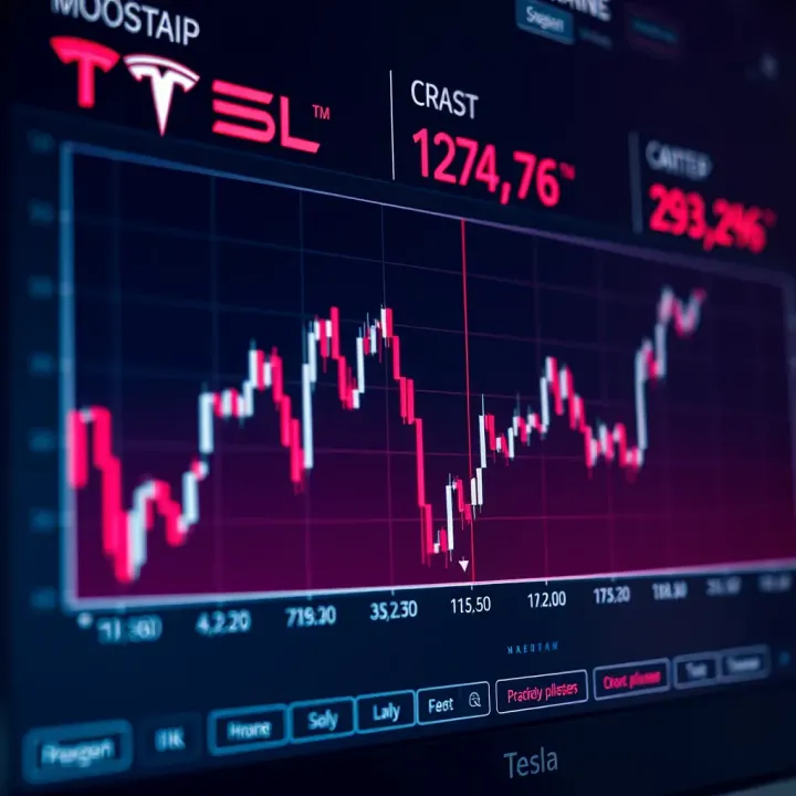 Graph depicting Tesla stock price fluctuations influenced by market trends and company performance