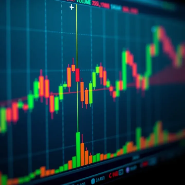 Detailed illustration of the Volatility Index chart showing candlestick patterns and volume indicators